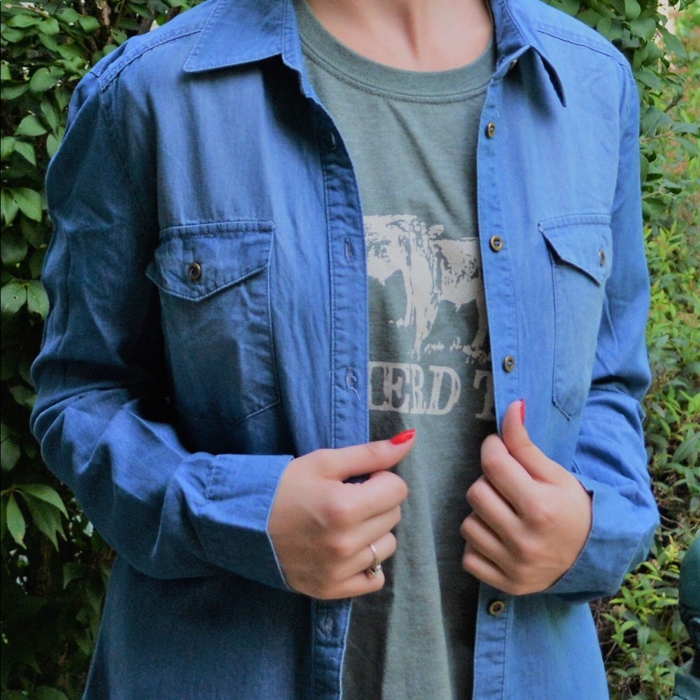 Blue denim button up